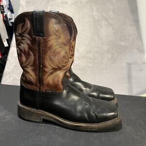 Justin Original Work Boots Mens 9.5 D Comp Toe Square Toe Pull On WK4818